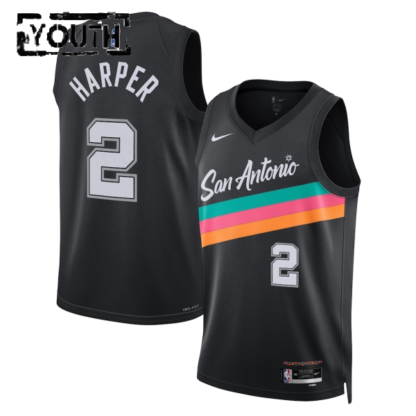 San Antonio Spurs Trikot Dylan Harper Nike 2025-26 City Edition Schwarz Swingman - Kinder San Antonio Spurs Trikot Dylan Harper Nike 2025-26 City Edition Schwarz Swingman - Kinder